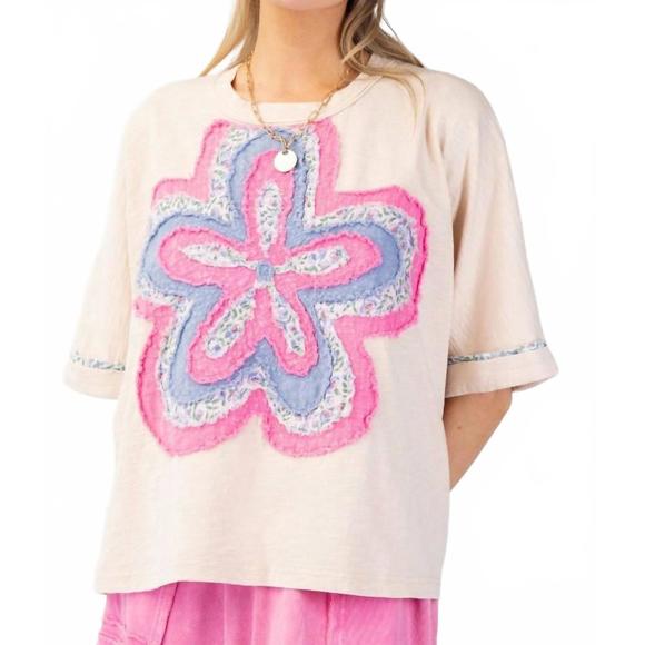 EASEL Tops - NEW EASEL flower patch top in cream